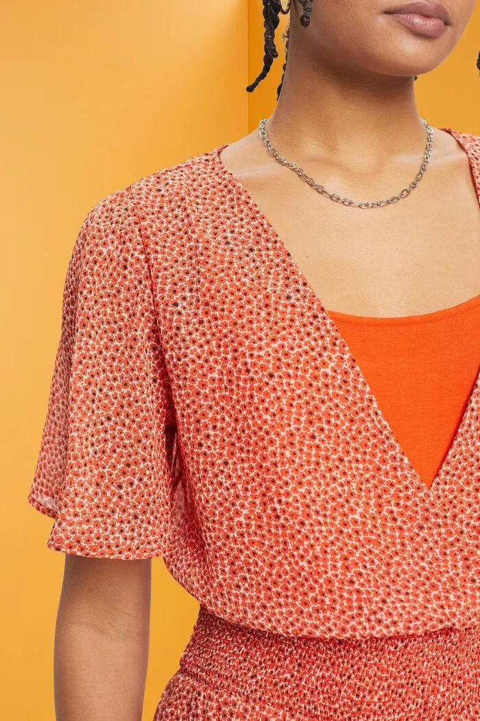 Minivestido floral con cintura fruncida