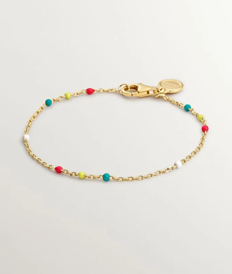 Pulsera de plata 925 bañada en oro amarillo de 18K con esmalte multicolor