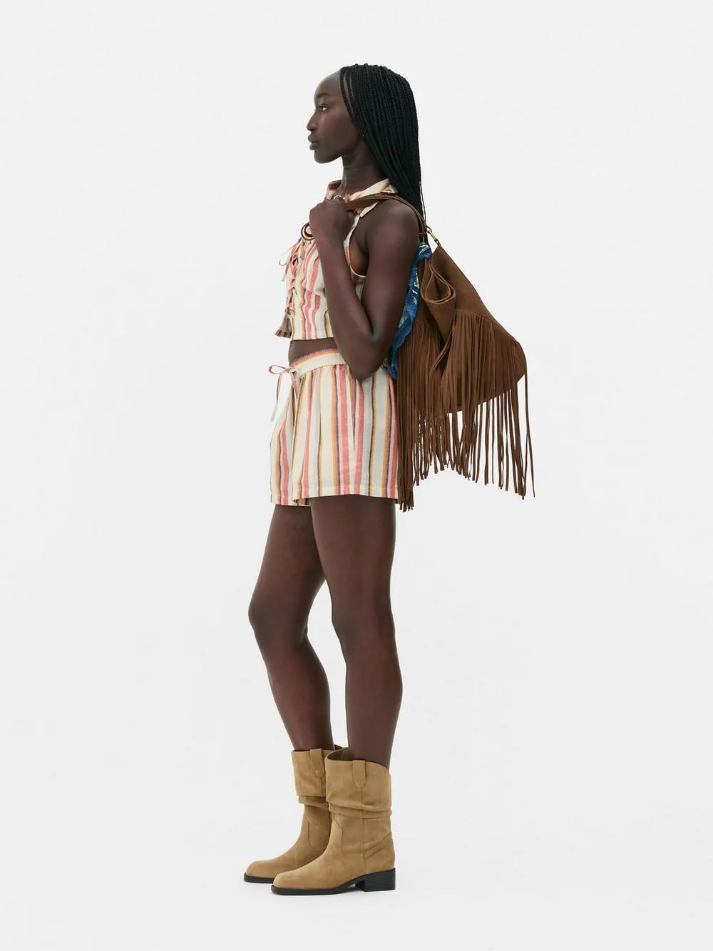 Pantaloncini a righe in misto cotone Rita Ora