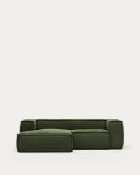 Sofá Blok 2 plazas pana gruesa chaise longue derecho verde 240 cm FSC Mix Credit