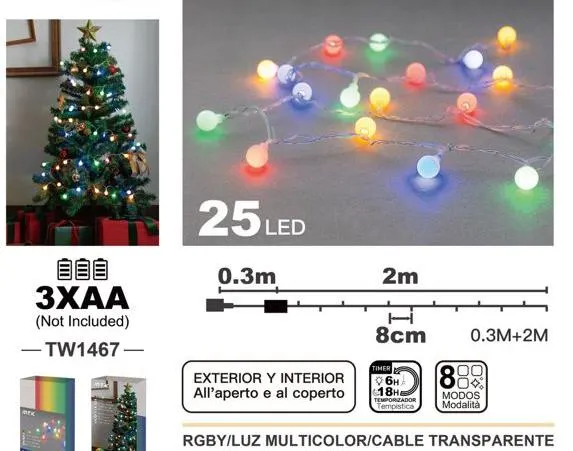 LUZ DE COLOR 25LED RGBY 2.3M TW1467