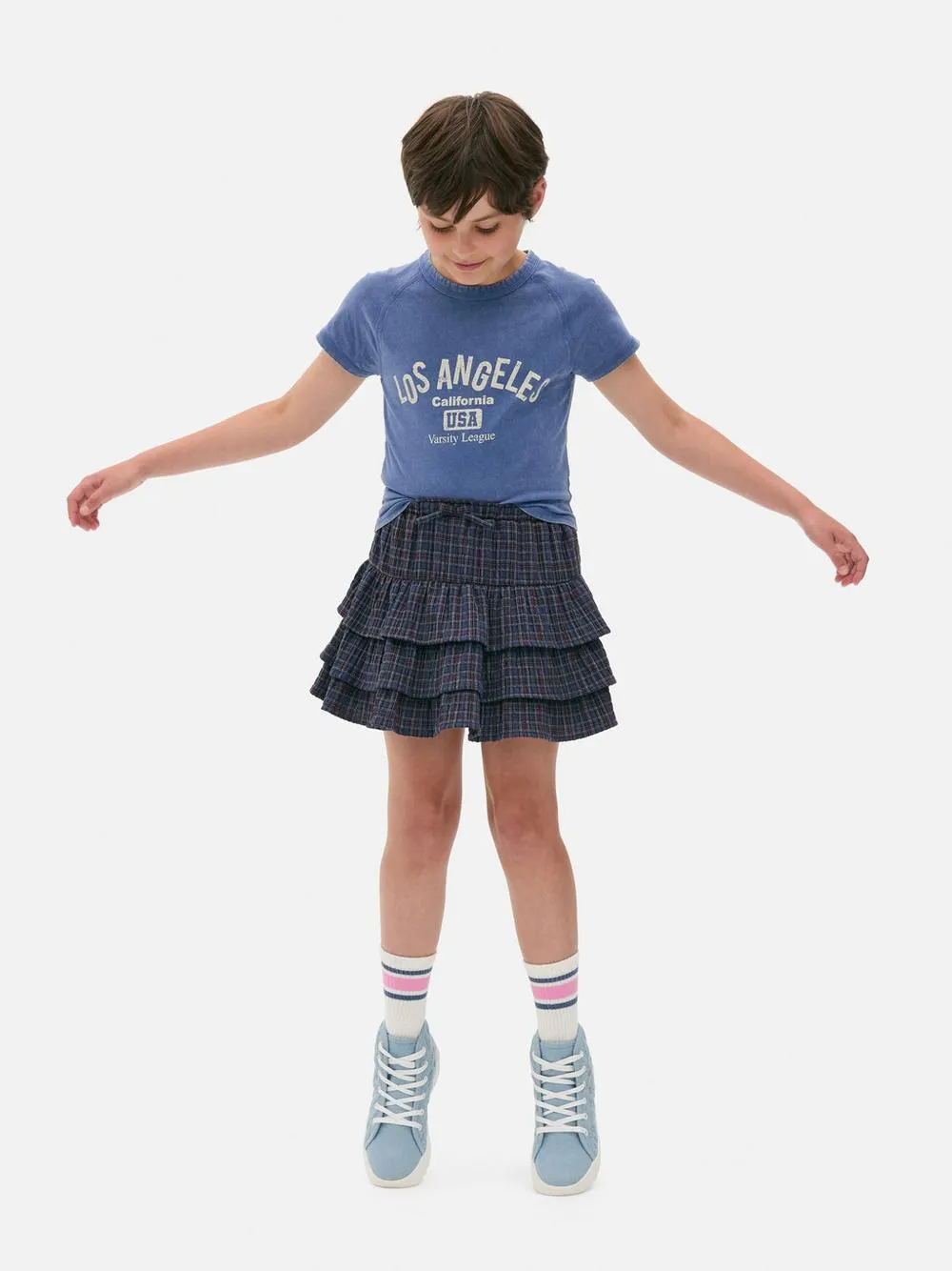 7-15 años | Falda a cuadros con volantes