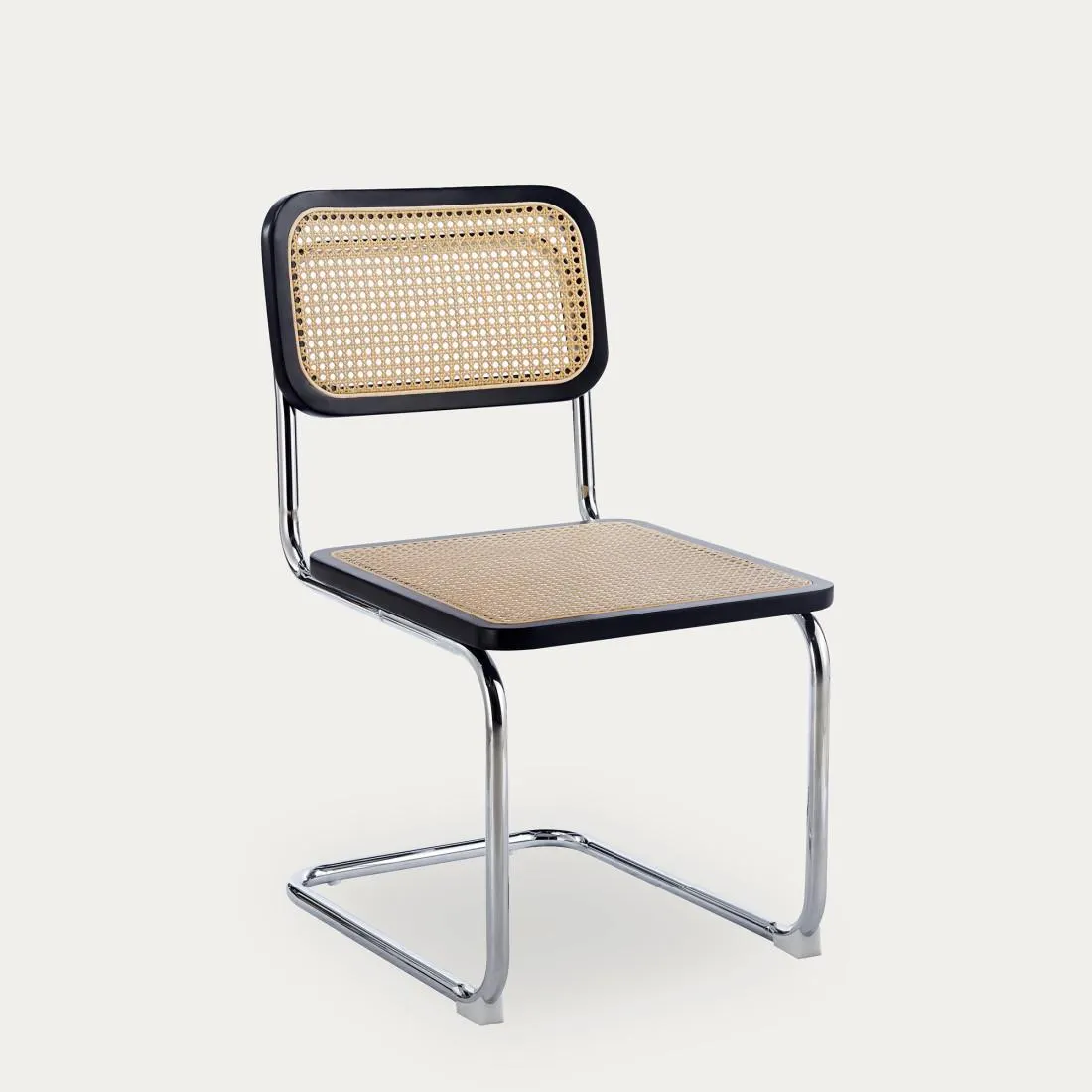 Silla madera y ratán patas metálicas