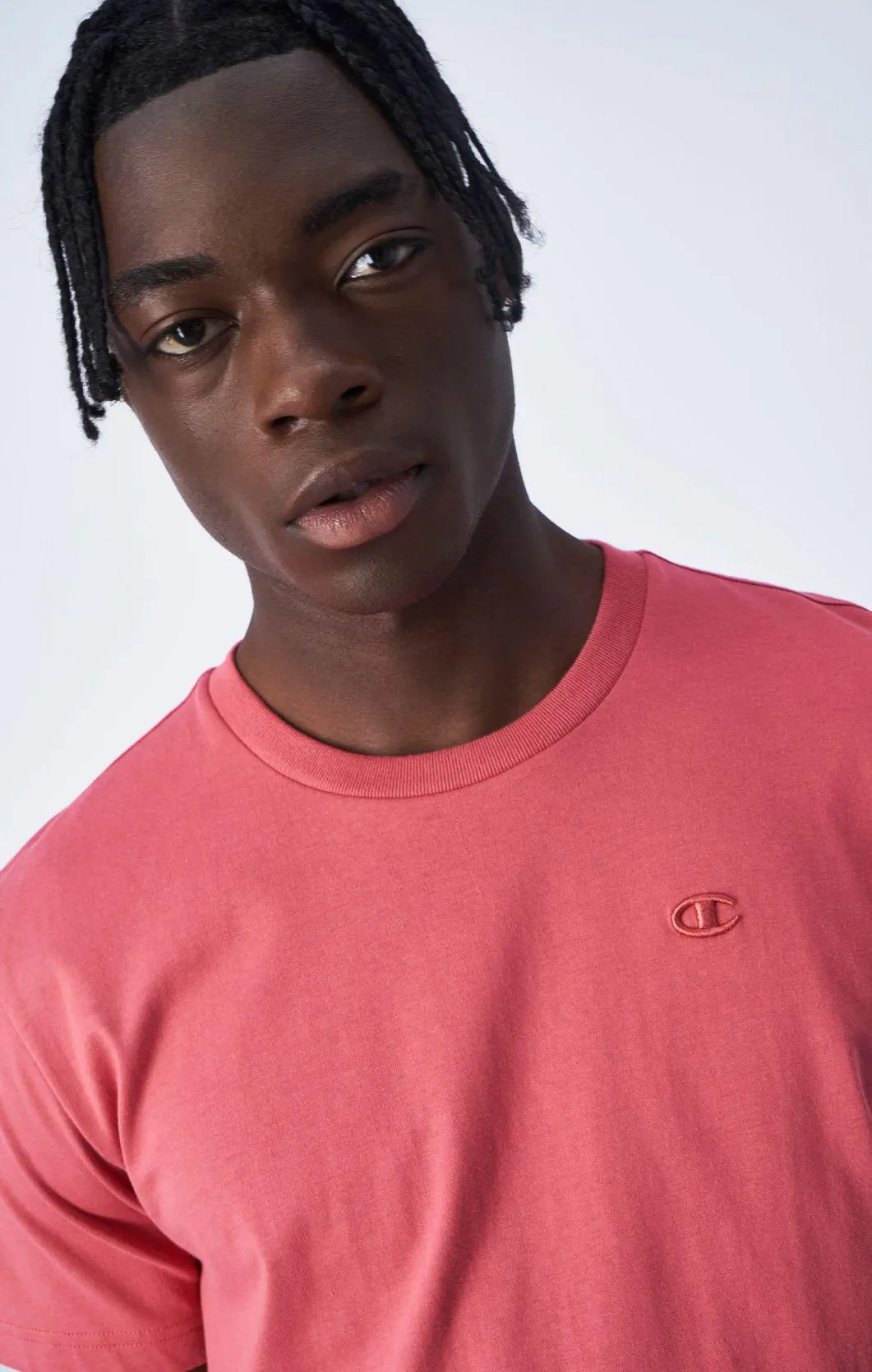 Red Camiseta de algodón cómoda con bordados