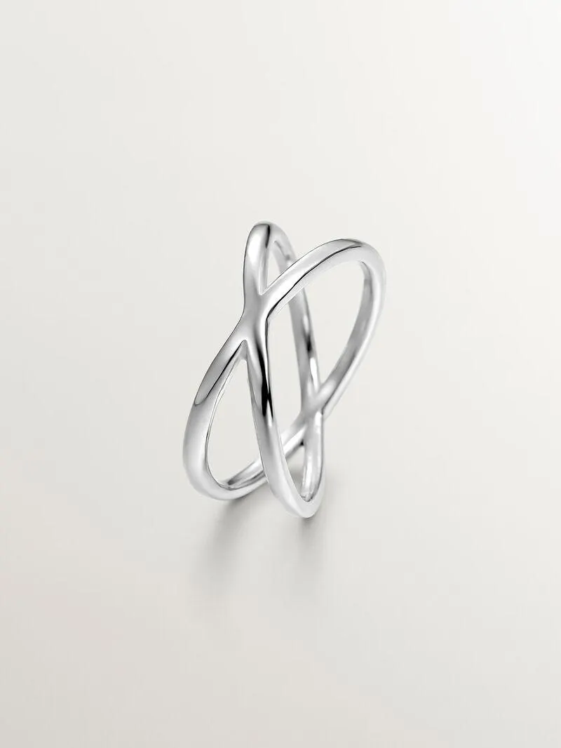 Anillo doble cruzado de plata 925