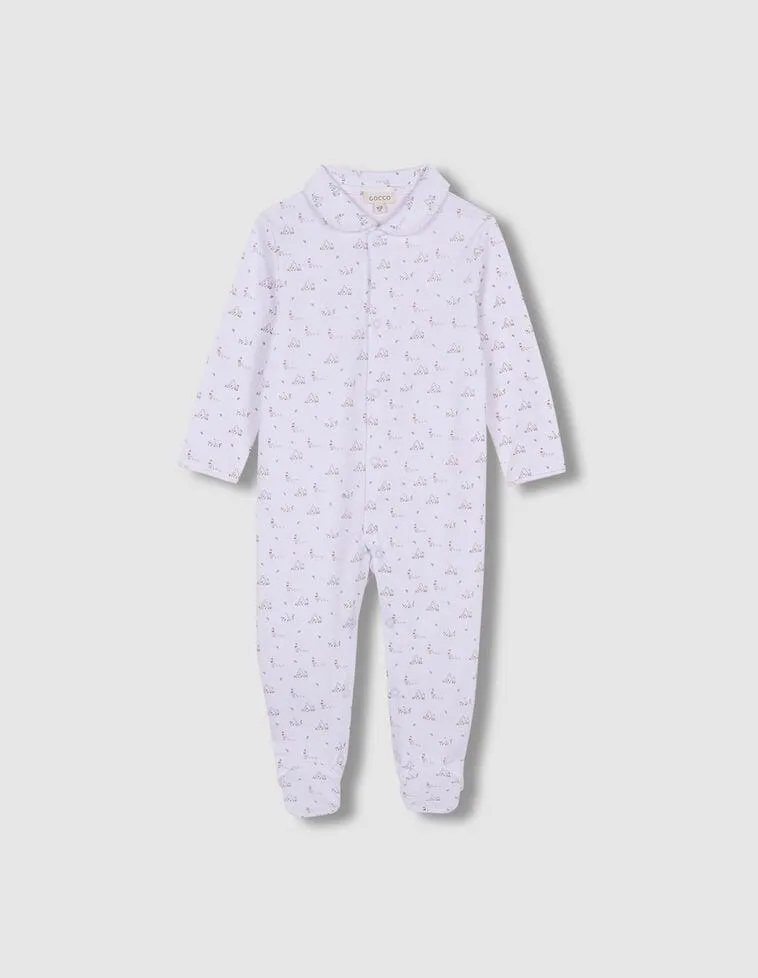 Pijama Largo Estampado Blanco Optico