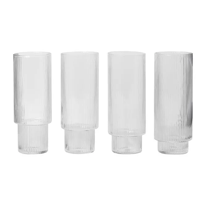 4 Vasos altos Ripple transparente