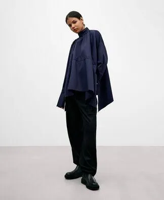 Navy blue cotton blouse for women