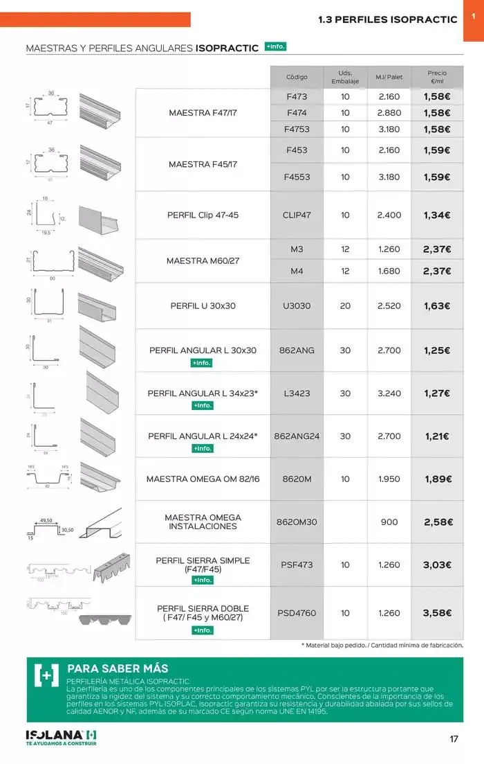 Catálogo de PLACA DE YESO LAMINADO – TARIFA ISOLANA 31 de marzo al 31 de marzo 2025 - Página 12