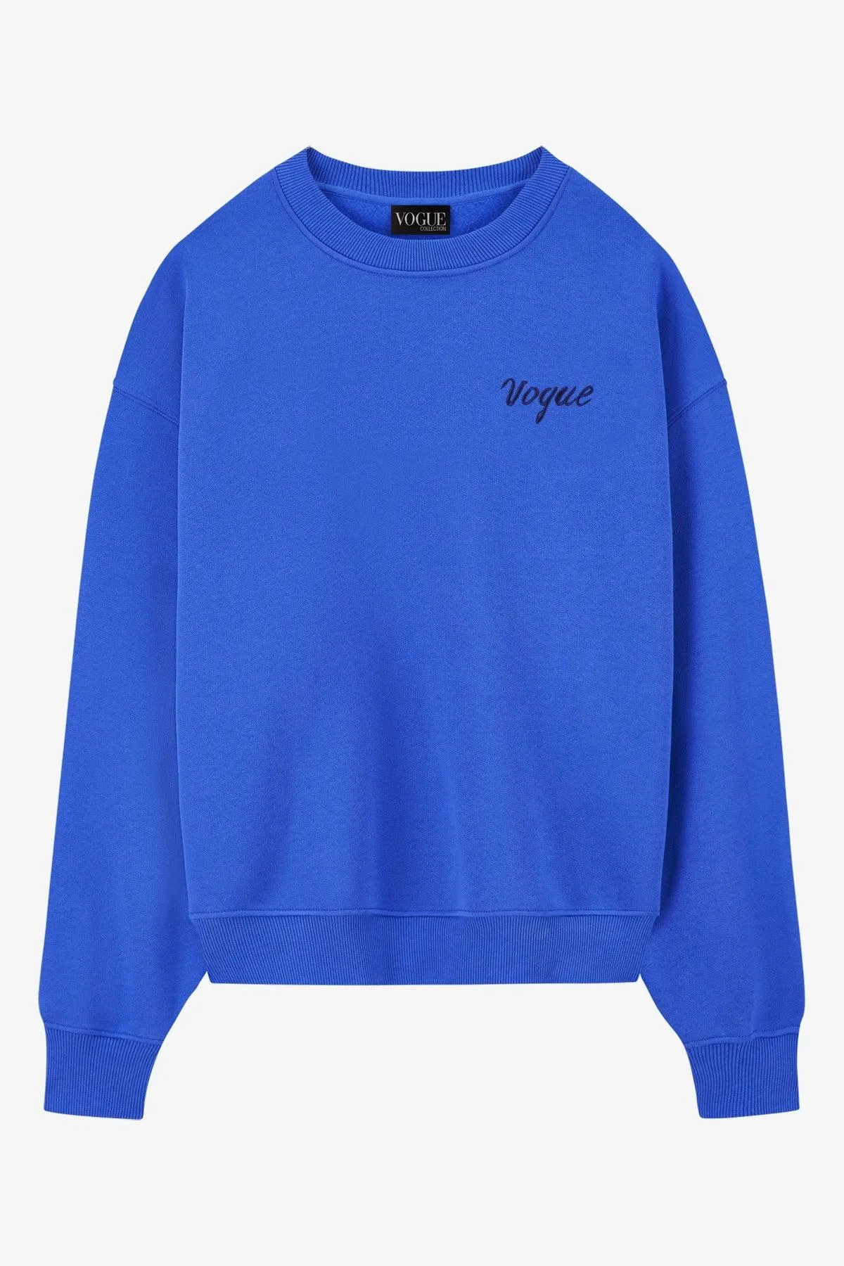 Sudadera VOGUE azul con pequeño logo bordado