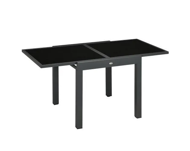 Mesa de jardín aluminio, vidrio templado 160x80x75 cm Outsunny