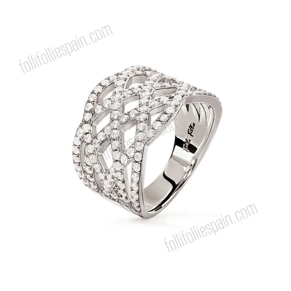 Folli Follie Moda tentación de plata Anillo 42% Off