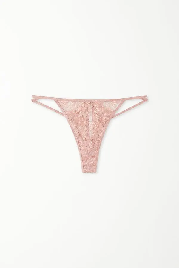 Braguita Brasileña con Pernera Alta y Tiras Laterales Finas Golden Princess Lace