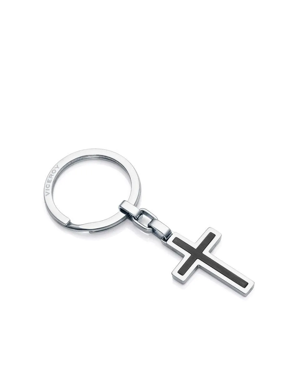 Llavero Magnum de acero con cruz Ip negro