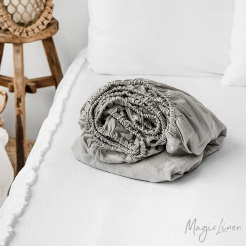 Sabana bajera cojín lino lavado gris claro