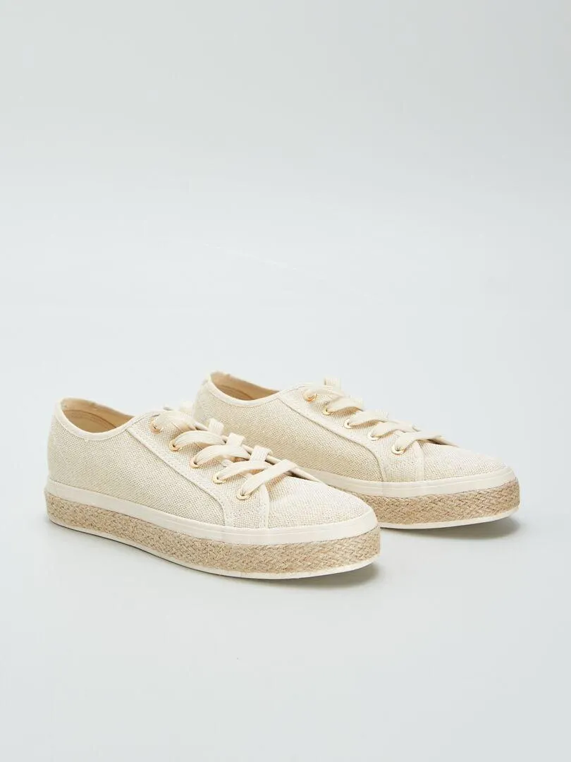 Zapatillas bajas de tela con brillos - AMARILLO