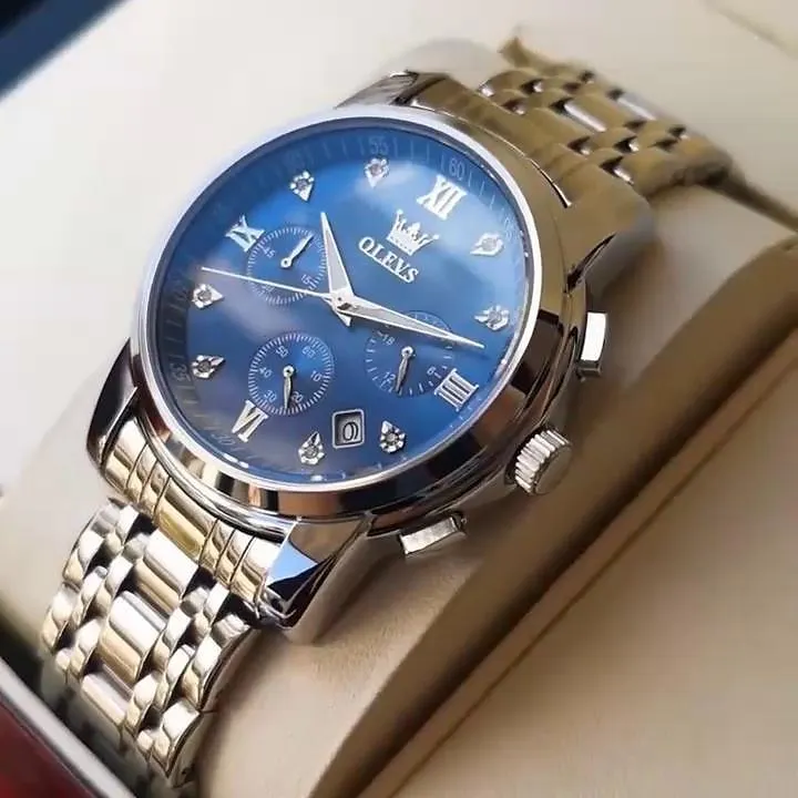 OLEVS Relojes de cuarzo para Hombre Analógico Cuarzo Clásico Moda Elegante Clásico Navidad Esfera Grande Fecha del día Metal Acero Inoxidable De moda