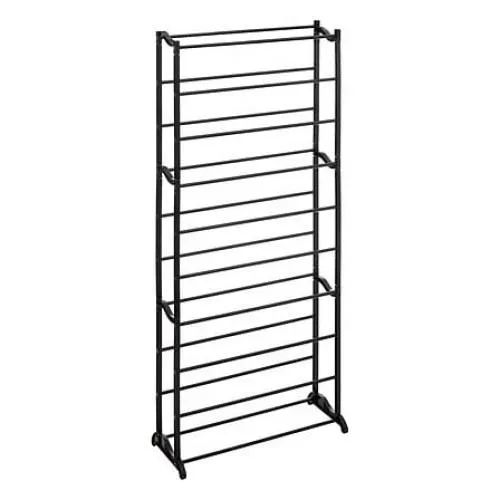 Zapatero de metal y plástico blanco para 30 pares