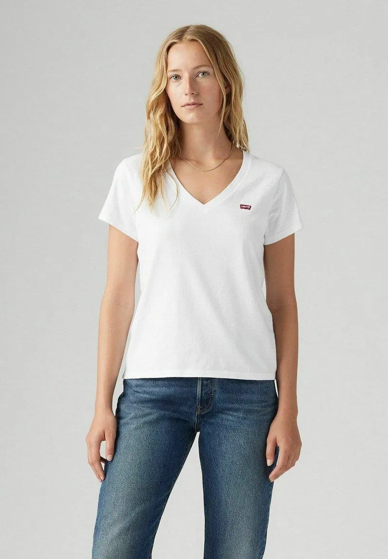 PERFECT SLUB VNECK BRIGHT SLUB. - Camiseta básica - bright white
