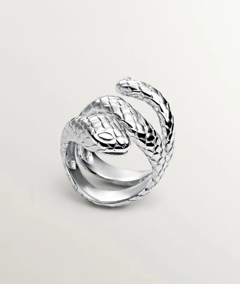 Anillo ancho de plata 925 con forma de serpiente