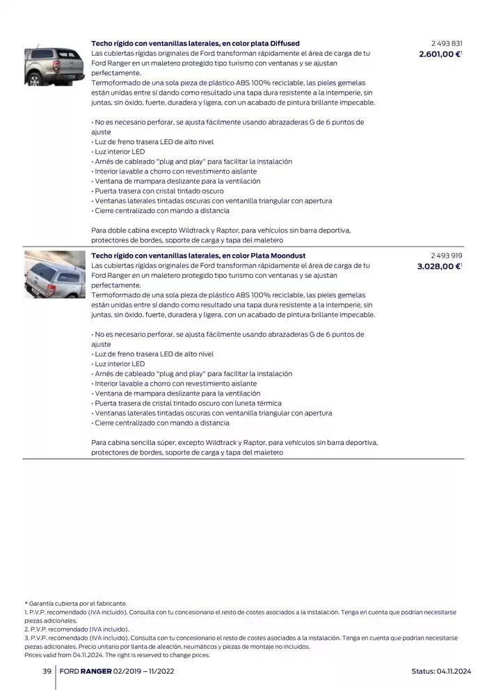 Catálogo de Ford de accesorios Ford Ranger 13 de noviembre al 13 de noviembre 2025 - Página 39