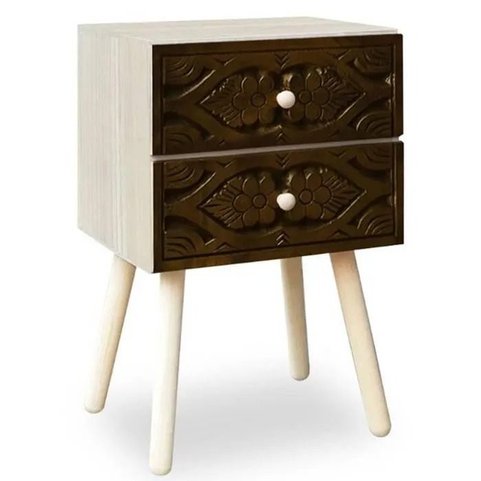 Mesita de noche Catana 2 cajones Marrón