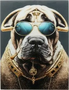 Tableau en verre Fashion Dog 60x80cm