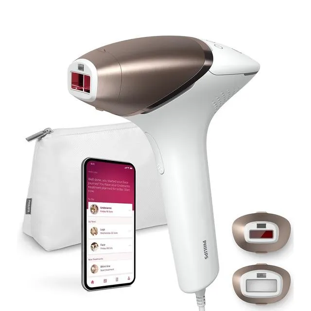 Depiladora IPL Philips Lumea Serie 8000, luz pulsada, cara y cuerpo, 2 cabezales