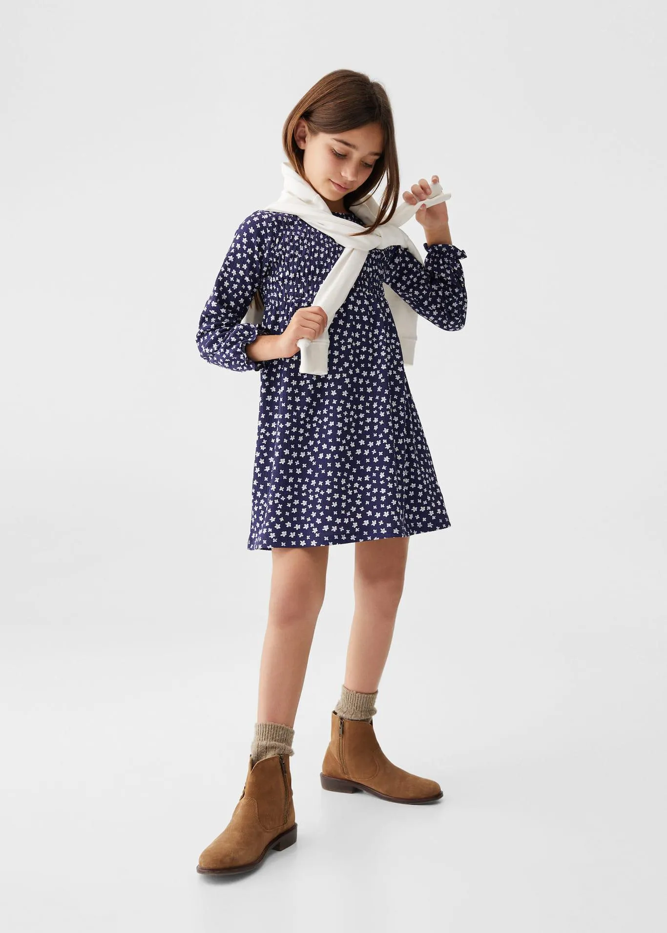 Vestido estampado volante