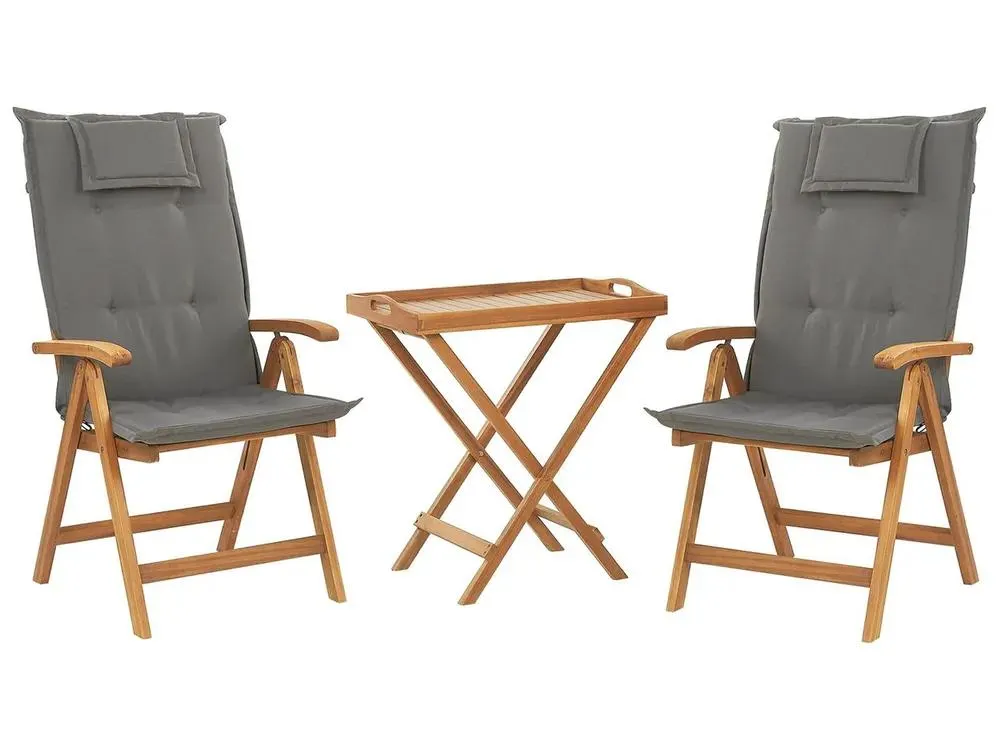 Conjunto de balcón con cojines plegable JAVA Madera de acacia Grafito