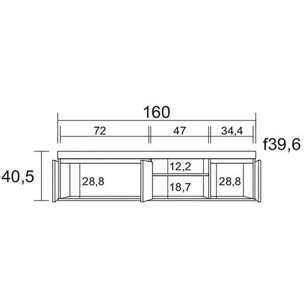 Módulo para TV Elis 3 puertas + hueco blanco mate/naturale 160x40,5cm