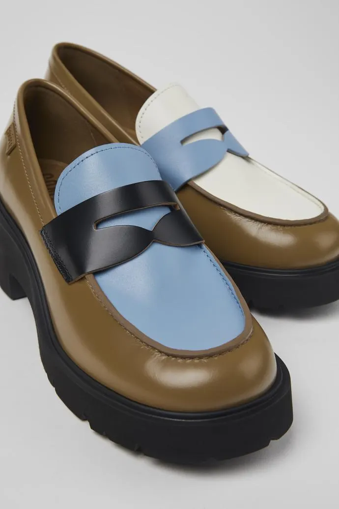 Twins Mocasín de piel multicolor para mujer