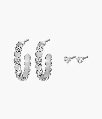 Conjunto de pendientes Core de latón en tono plateado