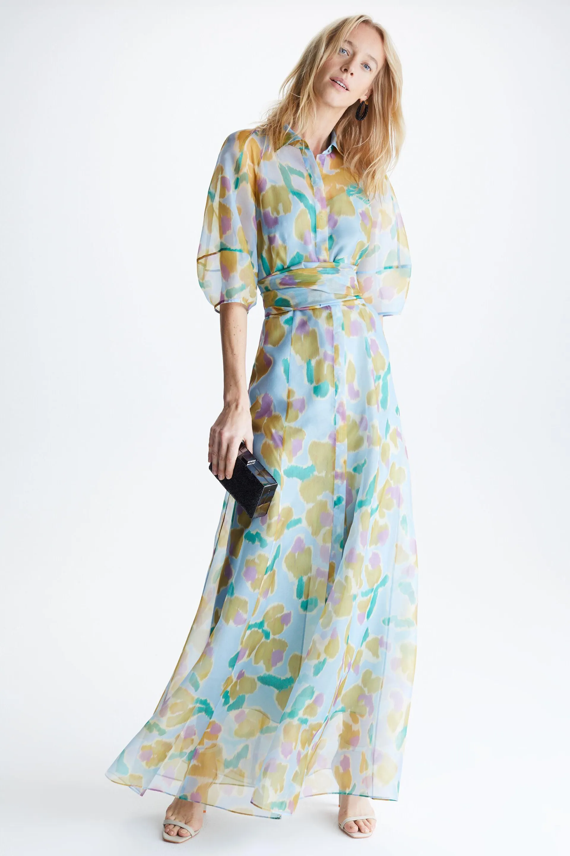 VESTIDO CAMISERO SEDA ESTAMPADO IKAT