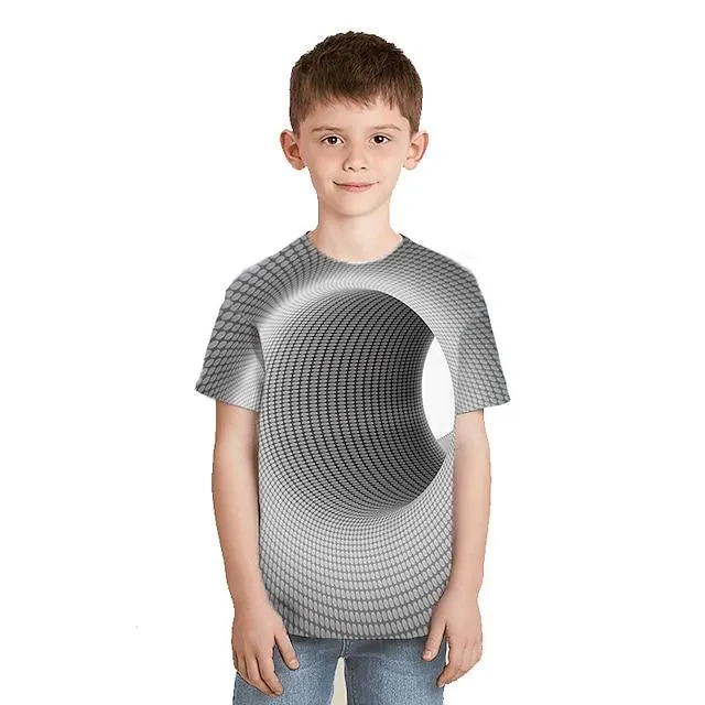 Niños Chico Camiseta Manga Corta Impresión 3D de impresión en 3D Gris Niños Tops Primavera Verano Activo Moda Diario Diario Interior Exterior Ajuste regular 3-12 años