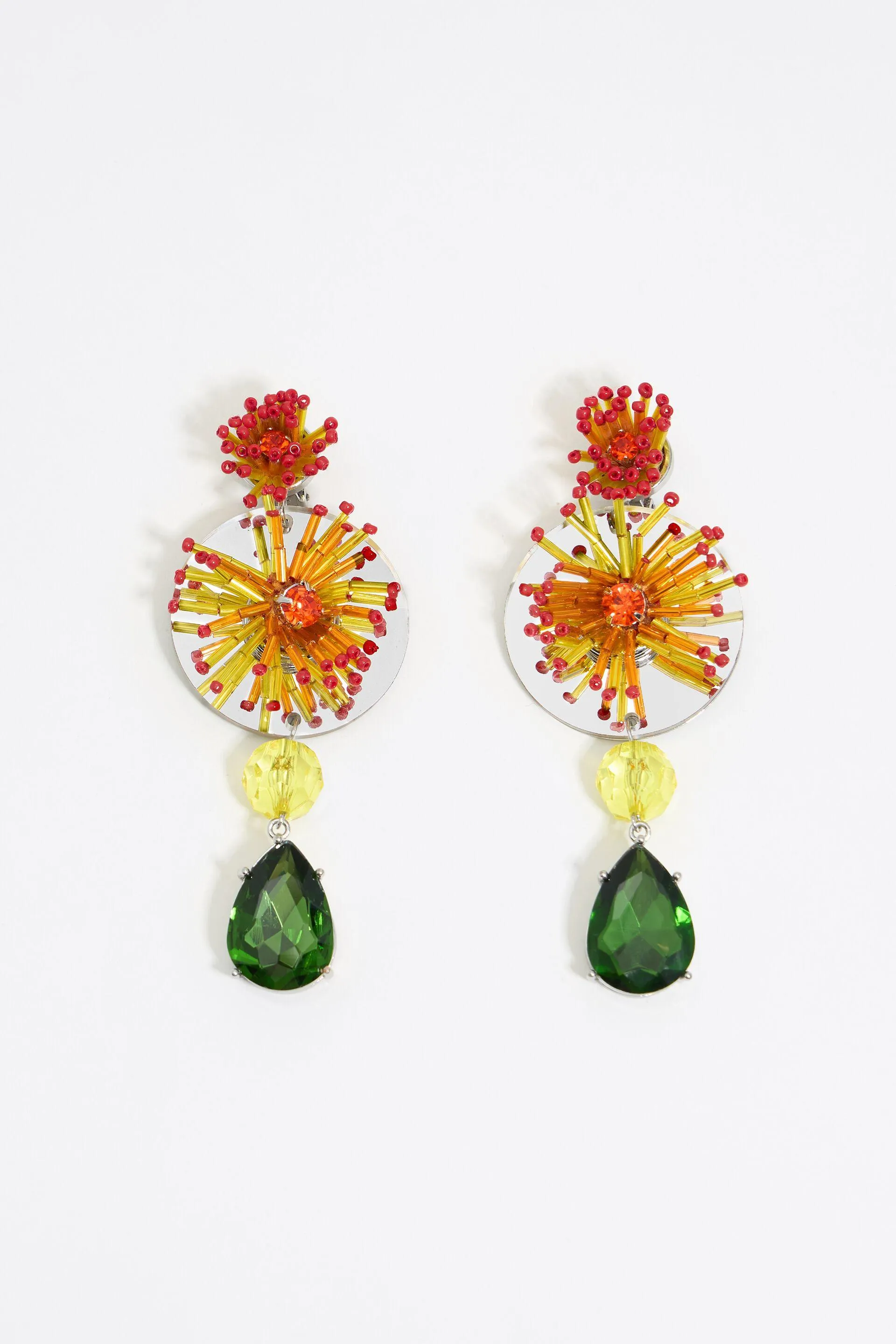 Pendientes cristal y flor multicolores