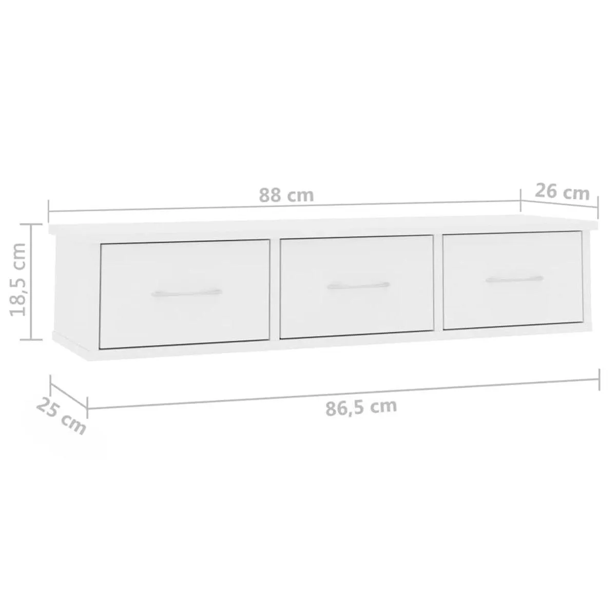 Estante de pared con 3 cajones blanco 18,5x88x26 cm