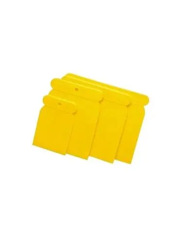 Juego 4 Espátulas Plástico Amarillo Rulo Pluma