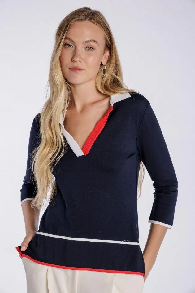 Polo de punto con vivos a contraste