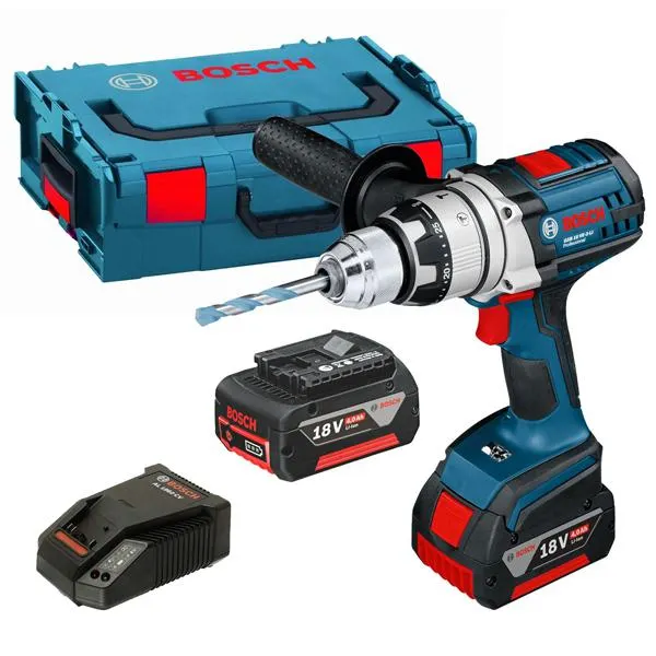 Bosch GSB 18-2 Li Plus 18V Li-Ion Taladro percutor a batería en set (2x baterías de 2.0 amperios) en L-Boxx 