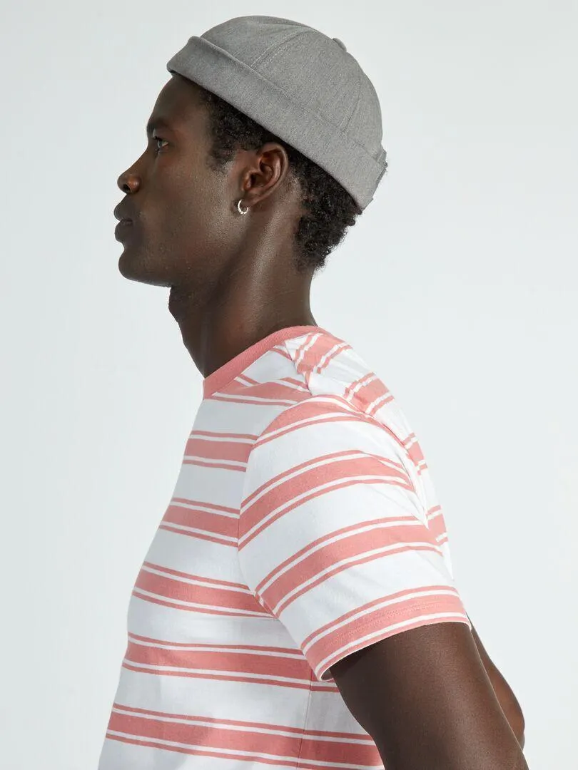 T-shirt in jersey a righe - ROSA