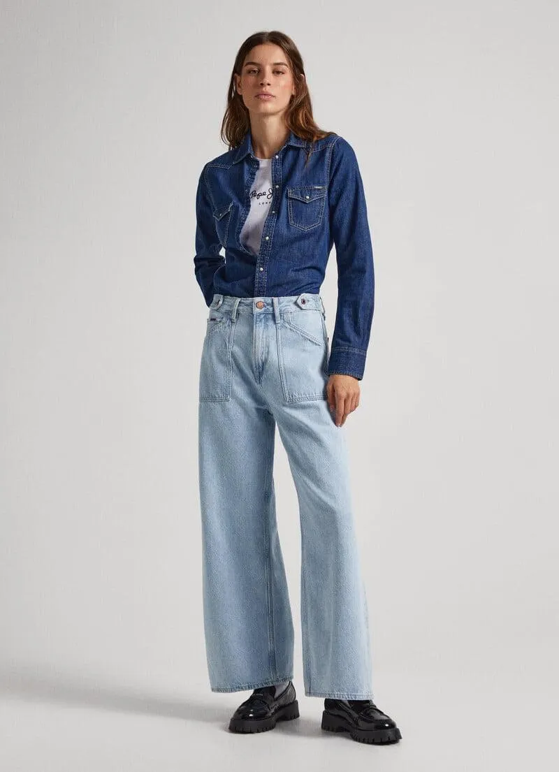 JEANS FEBEE FIT ANCHO TIRO ALTO