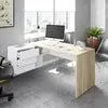 Mesa escritorio Office roble canadian y blanco artik 145x61,5x73 cm