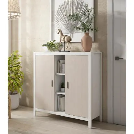 Aparador en blanco poro y japandi 108 cm.