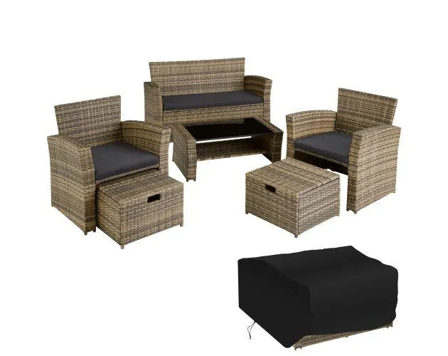 Conjunto de ratán módena con funda protectora incluida