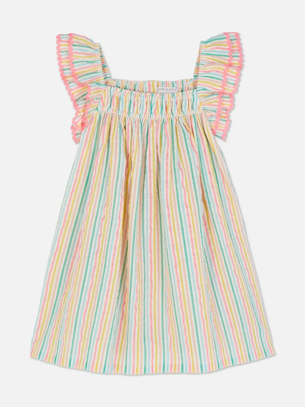 Vestido con volantes a rayas