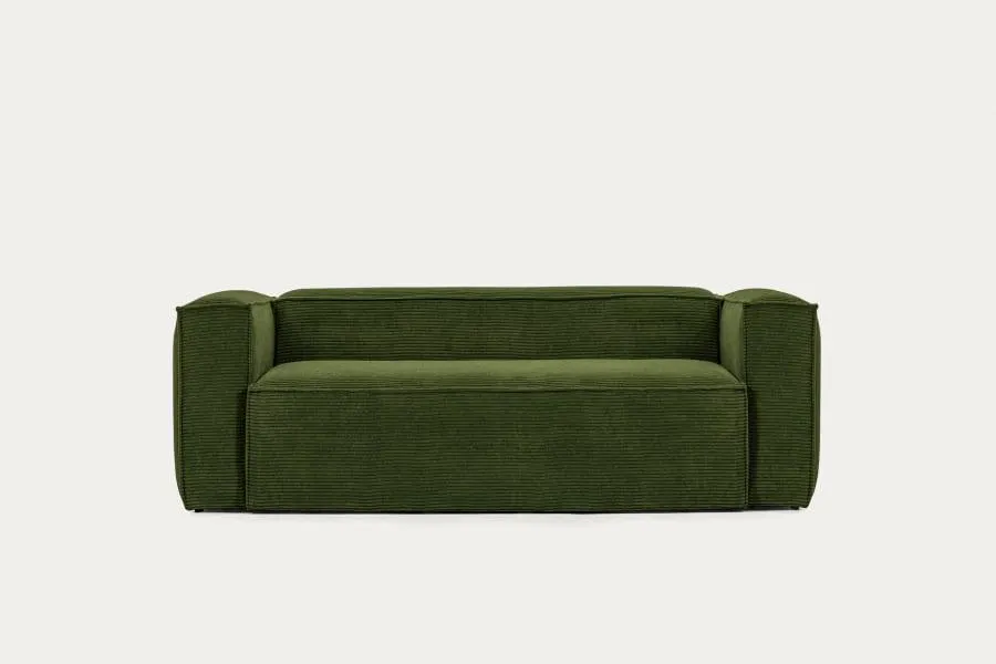 Sofá Blok 2 plazas pana gruesa verde 210 cm