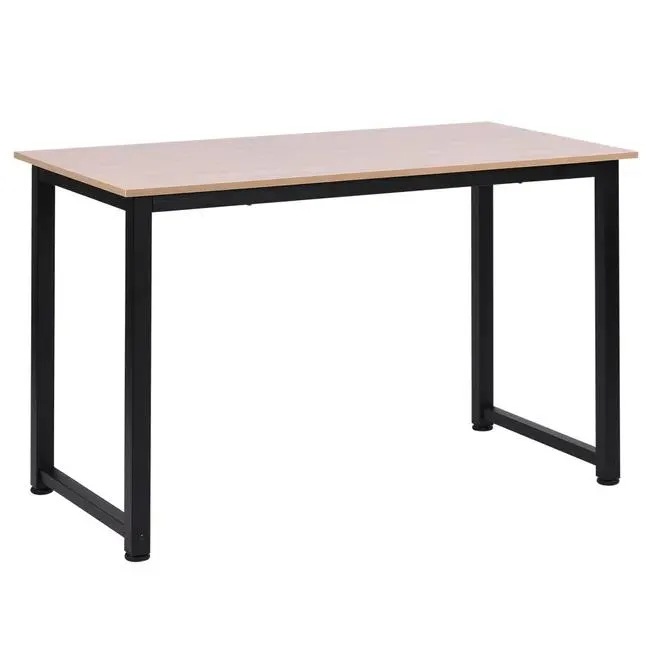 Mesa de Ordenador HOMCOM MDF y Metal Roble 120x60x76 cm 836-121BK
