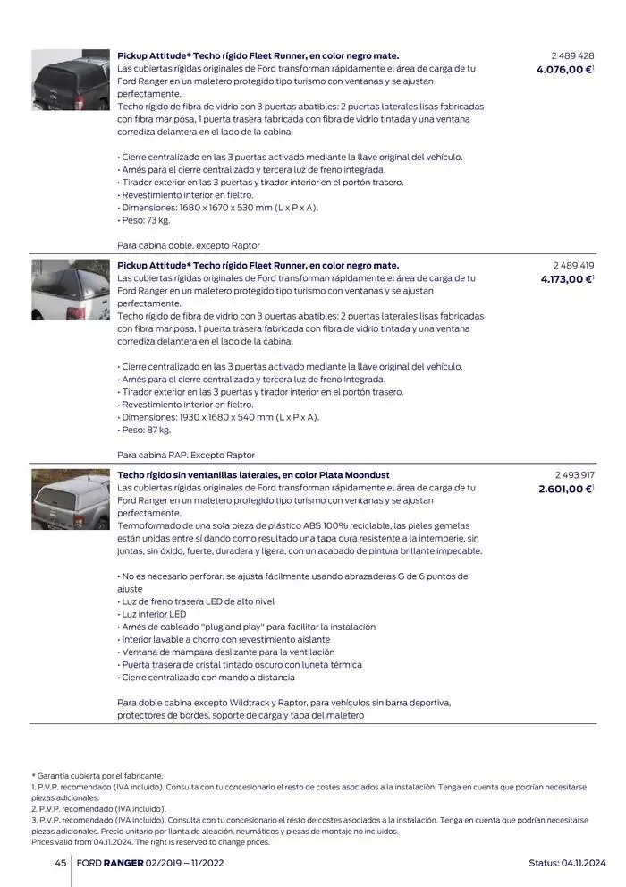 Catálogo de Ford de accesorios Ford Ranger 13 de noviembre al 13 de noviembre 2025 - Página 45