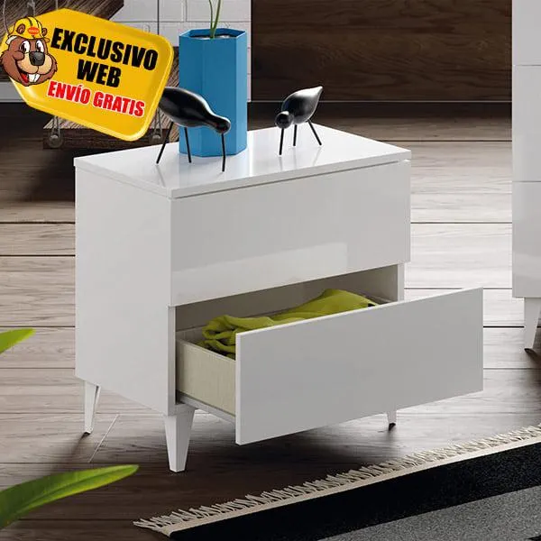 Mesita 2 cajones Blanca Diva